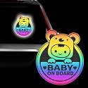Baby On Board Sticker for Cars, Cute Koala High Intensity Reflective Waterproof Vinyl Car Decal Kids in Car Safety Sign for Car Window Bumper 6"x7" (Sticker-Rainbow)