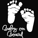 CVANU Baby on Board Sticker (Set of 2) White Vinyl Car Safety Warning Self-Adhesive Waterproof Stickers for Cars| Windows| Vehicle Surface (15.5cm X 13cm)_871