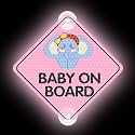 Baby On Board Suction Cup for Cars, Highly Reflective Double-Sided Kids On Board Stickers Warning Caution Sign Decals for Car Window (Reflective Suction Cup, Elephant)