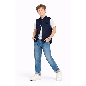 baby boss stylish amp soft sleeveless waistcoat nehru jacket for kids boys