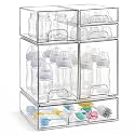 Baby Bottle Organizer, 6-Piece Clear Acrylic Stackable Storage Drawers
