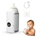 Baby Bottle Warmer Portable Cordless Milk Heater with Digital Temperature Display - Waterless Fast Heating Bottle Warmer for Breast Milk & Formula, Travel Friendly Feeding Warmer with USB Charging