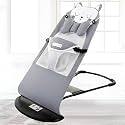 Baby Bouncer with Cat Design, Grey, Mesh Breathable Fabric, Adjustable Reclining Seat, Newborn to Toddler