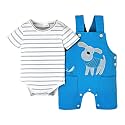 Baby Boy Clothes Striped Romper Cartoon Dog Overall Shorts Set 0-18M