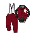 Baby Boy Clothes Suit Infant Gentleman Wedding Outfit Dress Shirt+Bowtie+Vest+Corsage+Suspender+Pants 6Pcs Set 0-24M