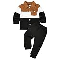 Baby Boy Fall Winter Clothes Toddler Boy Outfits Patchwork Button Down Tops Shirt Pocket Pants 2 Piece 12 Months-5T