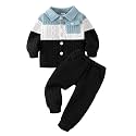 Baby Boy Fall Winter Clothes Toddler Boy Outfits Patchwork Button Down Tops Shirt Pocket Pants 2 Piece 12 Months-5T