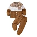 Baby Boy Fall Winter Clothes Toddler Boy Outfits Patchwork Button Down Tops Shirt Pocket Pants 2 Piece 12 Months-5T