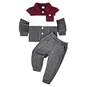 Baby Boy Fall Winter Clothes Toddler Boy Outfits Patchwork Button Down Tops Shirt Pocket Pants 2 Piece 12 Months-5T