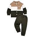 Baby Boy Fall Winter Clothes Toddler Boy Outfits Patchwork Button Down Tops Shirt Pocket Pants 2 Piece 12 Months-5T