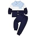 Baby Boy Fall Winter Clothes Toddler Boy Outfits Patchwork Button Down Tops Shirt Pocket Pants 2 Piece 12 Months-5T