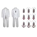 Baby Boy Teen Baptism Formal White Paisley Suit Silver Guadalupe on Back SM-20
