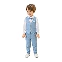 Baby Boys' 4-Piece Vest Set with Dress Shirt, Vest, Pants, and Tie