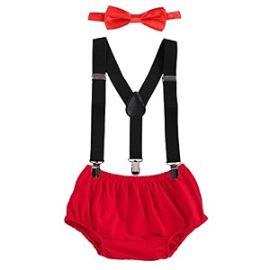 baby boys cake smash clothes diaper suspenders pants bow tie 3pcs set first 1st 2nd birthday outfit for photo prop party