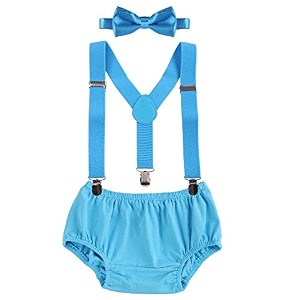 baby boys cake smash clothes diaper suspenders pants bow tie 3pcs set first 1st 2nd birthday outfit for photo prop party