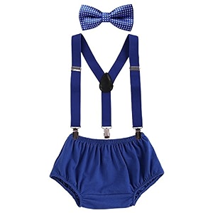 baby boys cake smash clothes diaper suspenders pants bow tie 3pcs set first 1st 2nd birthday outfit for photo prop party