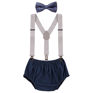 baby boys cake smash clothes diaper suspenders pants bow tie 3pcs set first 1st 2nd birthday outfit for photo prop party