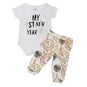 Baby Boys Girls 2pc Outfit Set Short Sleeve Bodysuit with Pants