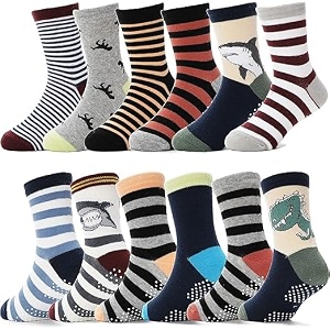 baby boys grips socks kids toddlers infants non slipanti skid crew cotton socks multicolor
