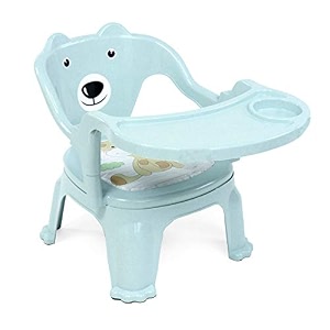 baby bucket baby chair with tray strong and durable plastic chairplastic school study chairfeeding chair portable high chair for kids up to 35 kgs-l blue