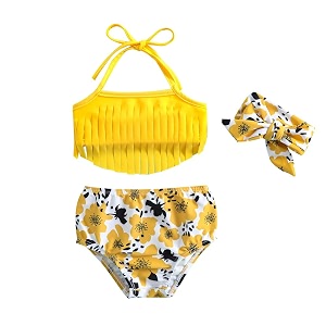 baby bucket girls stylish two-piece swimsuit baby girl bikini swimsuit with headband