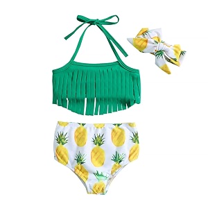 baby bucket girls stylish two-piece swimsuit baby girl bikini swimsuit with headband