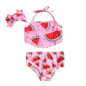 baby bucket girls stylish two-piece swimsuit baby girl bikini swimsuit with headband