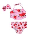 Baby Bucket Girls Stylish Two-Piece Swimsuit| Baby Girl Bikini Swimsuit with Headband