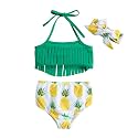 Baby Bucket Girls Stylish Two-Piece Swimsuit| Baby Girl Bikini Swimsuit with Headband