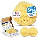 Baby Buddy Natural Bath Sponge, Ultra-Soft Sea Wool, Gentle on Baby's Skin, Hypoallergenic, Biodegradable, 3-Pack, 4in for Baby &amp; Infant Bath Time