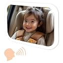 Baby Car Mirror with Lights & Voice Control, Wide Crystal Clear View for Rear Facing Infant,3 Color Light &Dimmable Shatterproof Infant Car Seat Mirror for Every Parent(White)