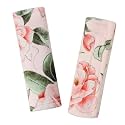 Baby Car Seat Strap Pads, Car Seat Strap Shoulder Covers for Baby Infant Toddler, Double-Sided Car Seat Belt Covers for Stroller/Pushchair/Baby Swing, Soft Flannel, Pink Floral