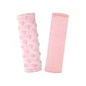 Baby Car Seat Strap Pads, Car Seat Strap Shoulder Covers for Baby Infant Toddler, Double-Sided Car Seat Belt Covers for Stroller/Pushchair/Baby Swing, Soft Flannel & Mesh, Pink