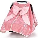 Baby Carseat Canopy Cover with Bow Stroller for Girls for Newborn, Pink