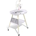 Baby Changing Table, Adjustable Height Diaper Changing Station with Baby Crib Mobile, Changing Pad, Nursery Organizer and Large Storage Rack for Infant and Newborn