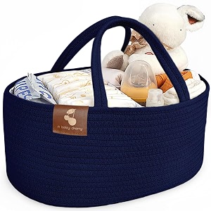 a baby cherry cotton-diaper caddy  baby products bags for newborndiaper caddy bag organizer large capacity 40  28  20 cmnursery storage bin and car organizer for diapers and baby wipes blue