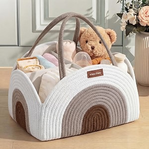 a baby cherry cotton-diaper caddy  diaper bag for baby  diaper caddy organizer large capacity40  28  22cm nursery storage bin and car organizer for diapers and baby wipes