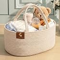 a baby cherry Cotton-Diaper Caddy | Diaper bag for Baby | Diaper Caddy Organizer Large Capacity(40 * 28 * 20Cm)|Nursery Storage Bin And Car Organizer For Diapers And Baby Wipes (Beige)