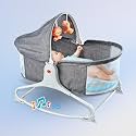 Baby Cot for Newborn Baby | Portable Infant Bassinet with Canopy, Hanging Toys, Breathable Mesh Sides, Soft Mattress & Rocking Function | Baby Cradle for 0-12 Months (Grey)