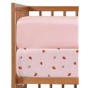 Baby Crib Sheets - Pack of 2 Fitted Sheets for Standard Crib - Strawberries
