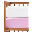 Baby Crib Sheets - Pack of 2 Fitted Sheets for Standard Crib - White/Pink