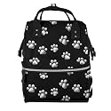 Baby Doll Diaper Bag Backpack - Cute Dog Paw Silver Print Mommy Bag, Tactical Infant Baby Backpack, Travel Fashion Hiking Toddler Tote Nursing Nappy Bags for Dad Mom Women Men
