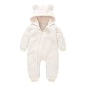 Baby Fleece Jumpsuits Infant Bear Ear Snowsuit Newborn Hooded Romper Warm Coat