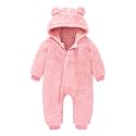 Baby Fleece Jumpsuits Infant Bear Ear Snowsuit Newborn Hooded Romper Warm Coat