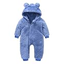 Baby Fleece Jumpsuits Infant Bear Ear Snowsuit Newborn Hooded Romper Warm Coat