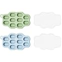 Baby Food Freezer Tray with Lids 2 Pack, Silicone Baby Food Storage Containers for Homemade Baby Food, Purees, Breastmilk, Ice Cube & Popsicle Mold (Blue/Green)