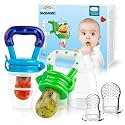 Baby Fruit Feeder/Food Feeder Pacifier for Babies (2 Pack) - HAOBAOBEI Mesh Teethers for Babies, Infant Teething Toy in Appetite Stimulating Colors, Bonus Includes 3 Sizes Silicone Pouches