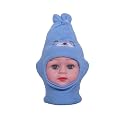 Baby Girl's Winter Soft Woolen Monkey Cap(Pack of 1) (Blue, 6-9 Months)
