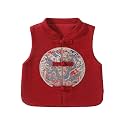 Baby Girl Boy Chinese New Year Sleeveless Jacket Red Embroidered Traditonal Vest