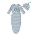 Baby Girl Boy Sleeping Waffle Bag Letter Embroidery Long Sleeve Sleep Striped Sack with Hat 2 Piece Set for Fall